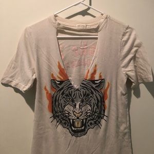 Truly Madly Deeply Size XS Vee Cut Out Tee White